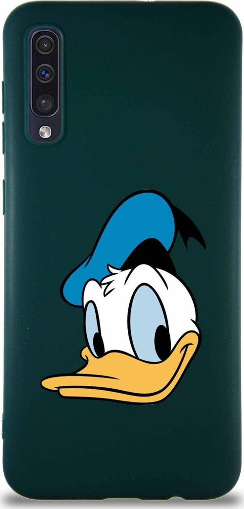 Samsung Galaxy A50 Soft Premier Kapak Donald Duck-B Tasarımlı Silikon Kılıf - Yeşil
