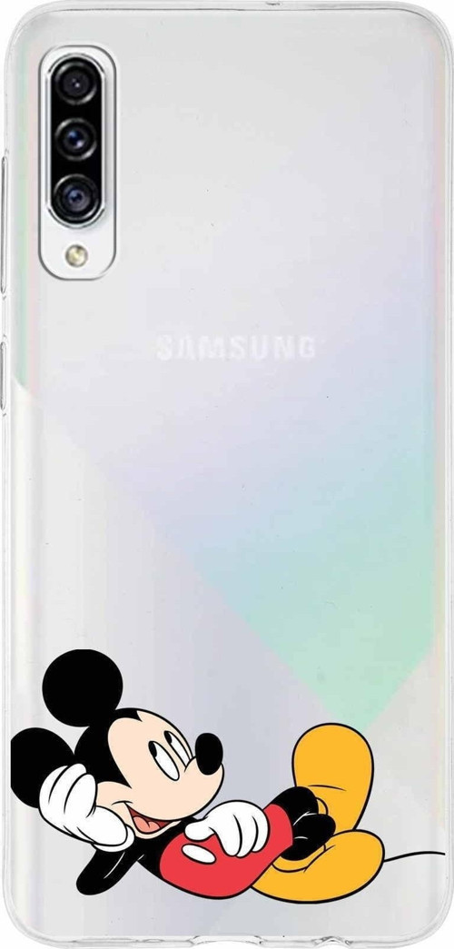 Samsung Galaxy A30S Kapak Mickey Mouse Tasarımlı Şeffaf Silikon Kılıf