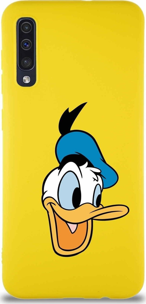Samsung Galaxy A30S Soft Premier Kapak Donald Duck-A Tasarımlı Silikon Kılıf - Sarı