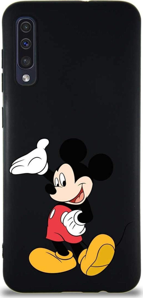 Samsung Galaxy A50 Soft Premier Kapak Mickey Mouse-C Tasarımlı Silikon Kılıf - Siyah