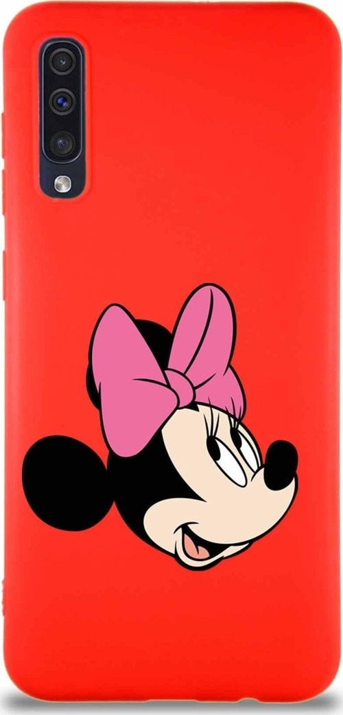 Samsung Galaxy A50 Soft Premier Kapak Minnie Mouse-A Tasarımlı Silikon Kılıf - Kırmızı