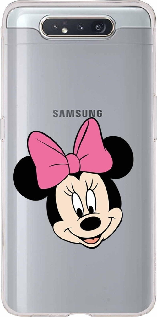 Samsung Galaxy A80 Kapak Minnie Mouse Tasarımlı Şeffaf Silikon Kılıf