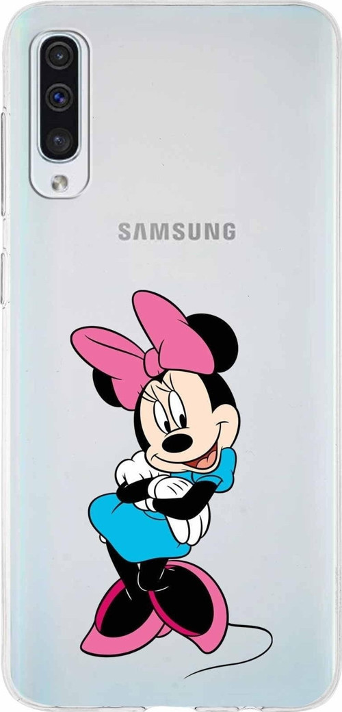 Samsung Galaxy A50S Kapak Minnie Mouse Tasarımlı Şeffaf Silikon Kılıf