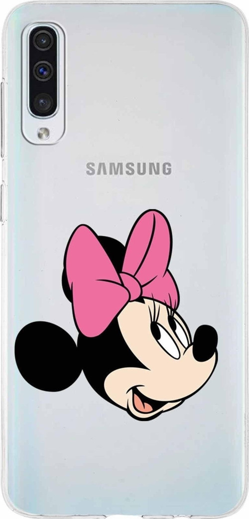 Samsung Galaxy A50S Kapak Minnie Mouse Tasarımlı Şeffaf Silikon Kılıf