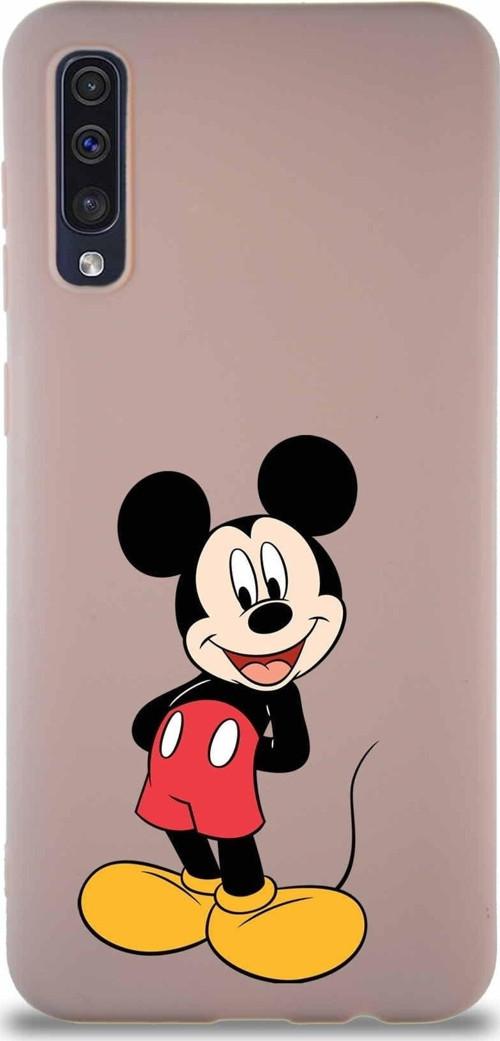 Samsung Galaxy A30S Soft Premier Kapak Mickey Mouse-B Tasarımlı Silikon Kılıf - Pudra