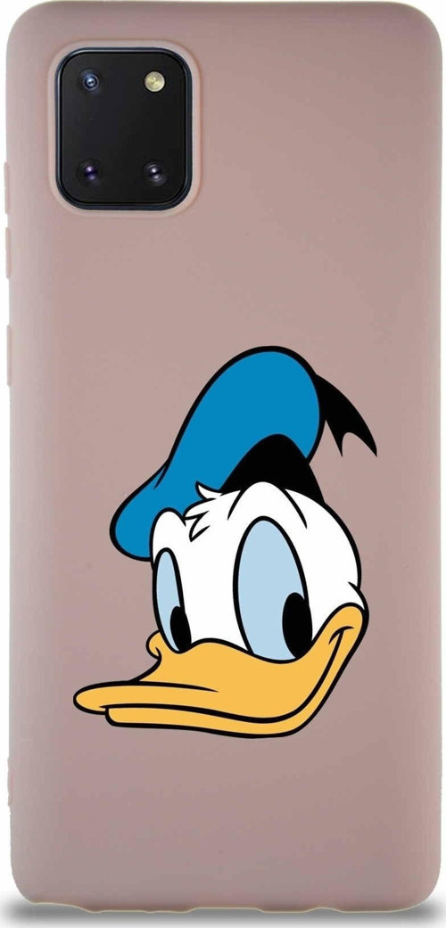 Samsung Galaxy A81 Soft Premier Kapak Donald Duck-B Tasarımlı Silikon Kılıf - Pudra