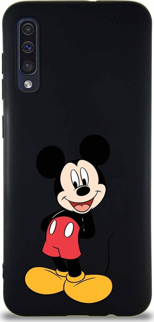 Samsung Galaxy A30S Soft Premier Kapak Mickey Mouse-B Tasarımlı Silikon Kılıf - Siyah