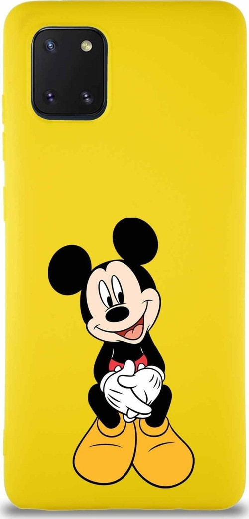 Samsung Galaxy A81 Soft Premier Kapak Mickey Mouse-A Tasarımlı Silikon Kılıf - Sarı