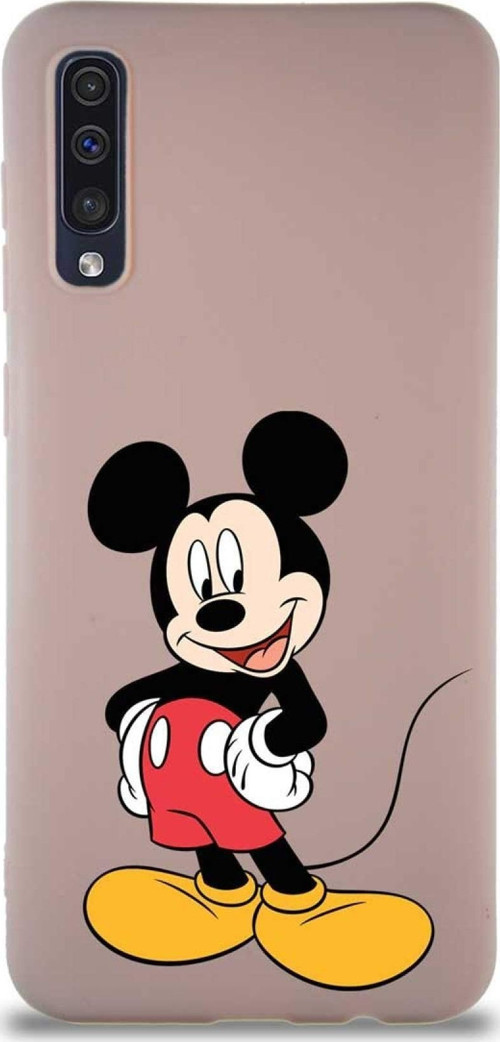 Samsung Galaxy A30S Soft Premier Kapak Mickey Mouse-E Tasarımlı Silikon Kılıf - Pudra