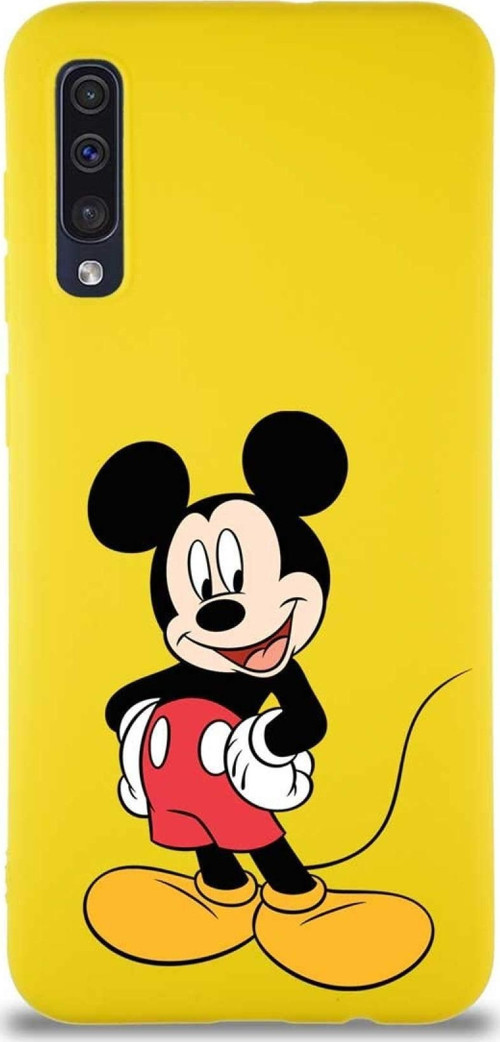 Samsung Galaxy A30S Soft Premier Kapak Mickey Mouse-E Tasarımlı Silikon Kılıf - Sarı