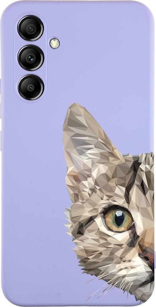 Samsung Galaxy A54 Uyumlu Lansman Kılıf Catface Tasarımlı Içi Kadife Kapak-Lila