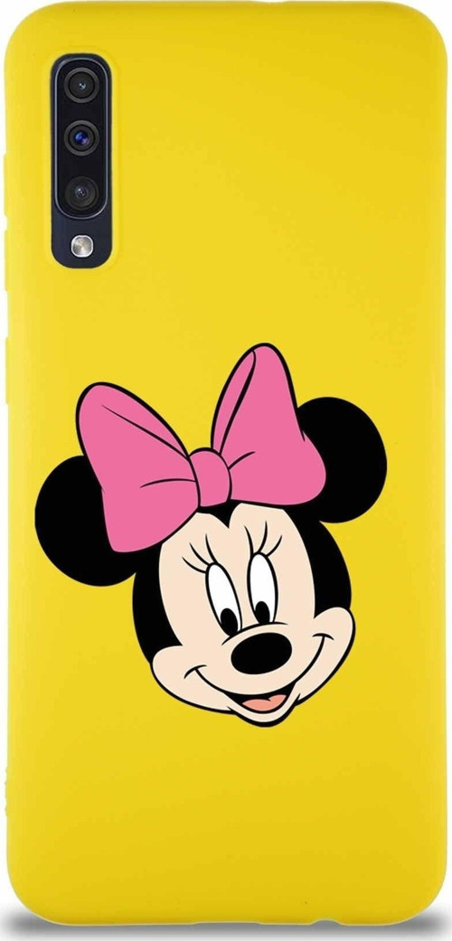 Samsung Galaxy A30S Soft Premier Kapak Minnie Mouse-C Tasarımlı Silikon Kılıf - Sarı
