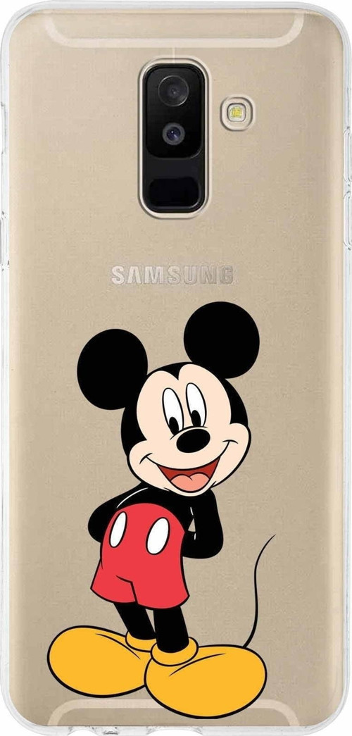 Samsung Galaxy A6 Plus (2018) Kapak Mickey Mouse Tasarımlı Şeffaf Silikon Kılıf