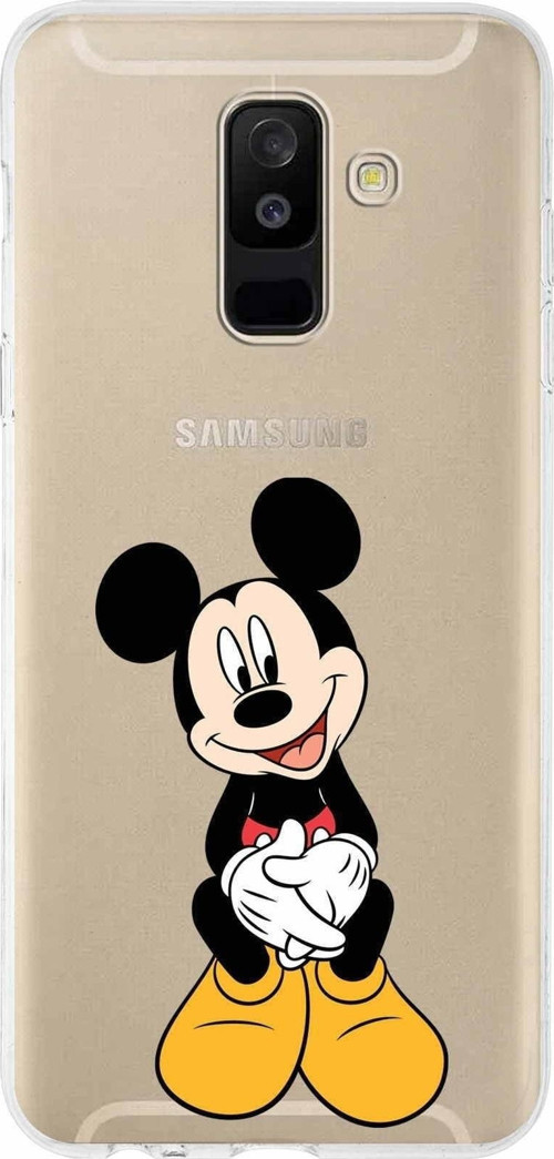Samsung Galaxy A6 Plus (2018) Kapak Mickey Mouse Tasarımlı Şeffaf Silikon Kılıf