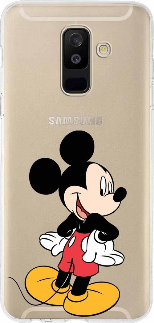 Samsung Galaxy A6 Plus (2018) Kapak Mickey Mouse Tasarımlı Şeffaf Silikon Kılıf