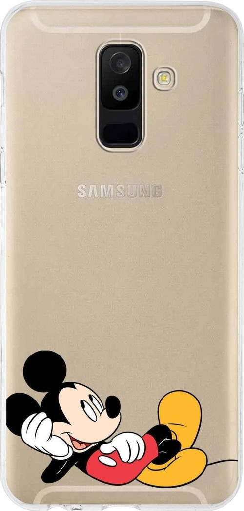 Samsung Galaxy A6 Plus (2018) Kapak Mickey Mouse Tasarımlı Şeffaf Silikon Kılıf