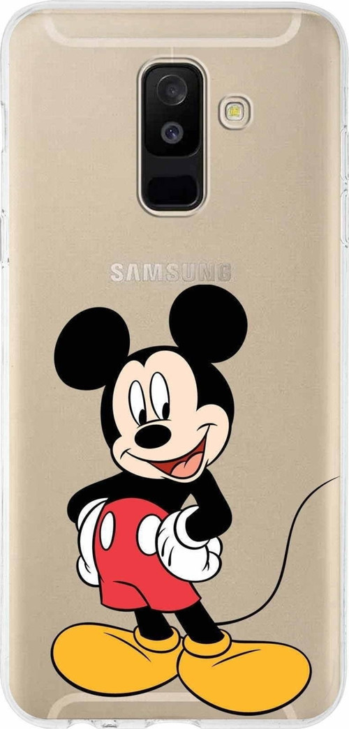 Samsung Galaxy A6 Plus (2018) Kapak Mickey Mouse Tasarımlı Şeffaf Silikon Kılıf