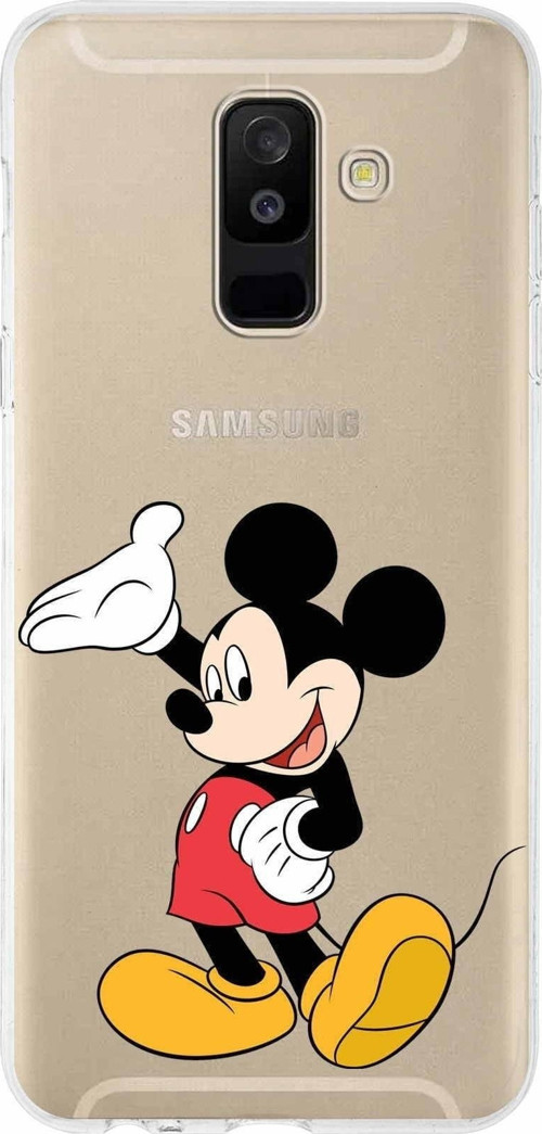 Samsung Galaxy A6 Plus (2018) Kapak Mickey Mouse Tasarımlı Şeffaf Silikon Kılıf