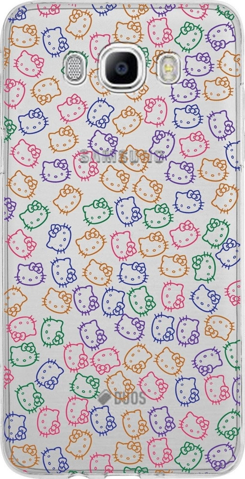 Samsung Galaxy J7 2016 Kapak Hello Kitty Tasarımlı Şeffaf Silikon Kılıf