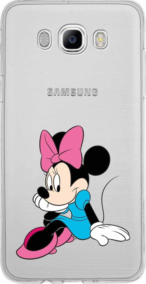 Samsung Galaxy J7 2016 Kapak Minnie Mouse Tasarımlı Şeffaf Silikon Kılıf