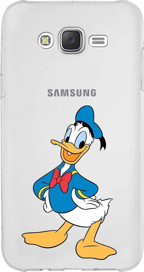 Samsung Galaxy J7 Core Kapak Donald Duck Tasarımlı Şeffaf Silikon Kılıf