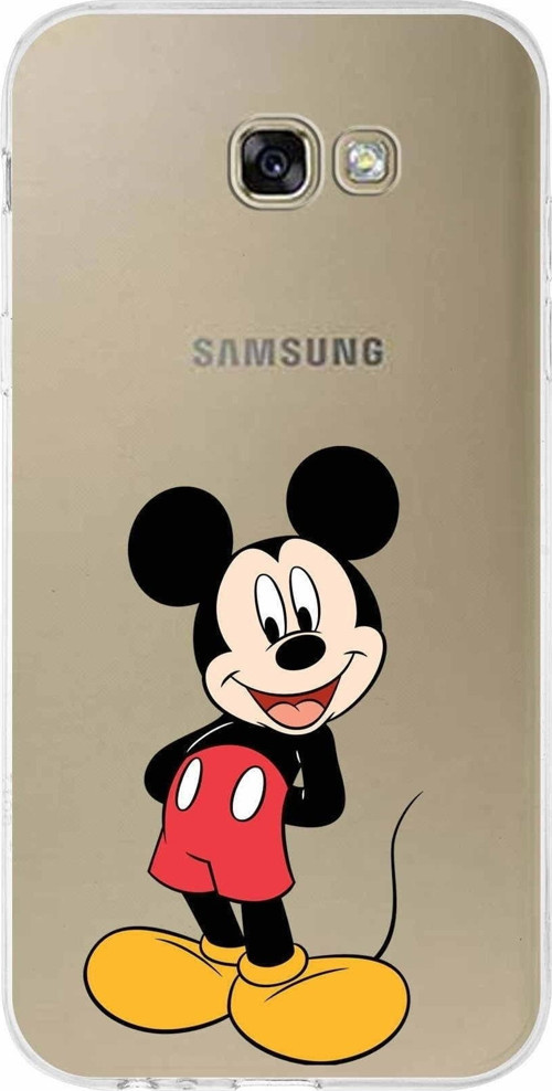 Samsung Galaxy A7 (2017) Kapak Mickey Mouse Tasarımlı Şeffaf Silikon Kılıf
