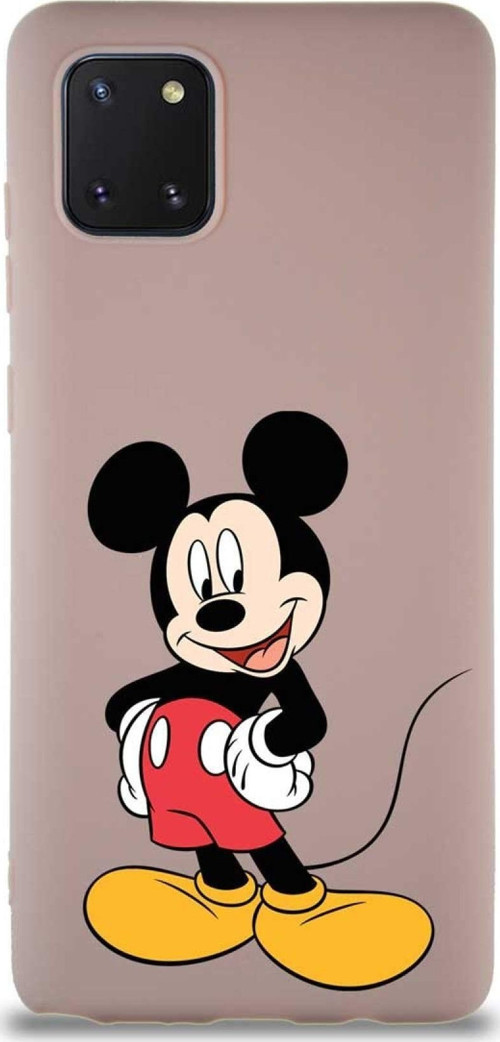 Samsung Galaxy A81 Soft Premier Kapak Mickey Mouse-E Tasarımlı Silikon Kılıf - Pudra