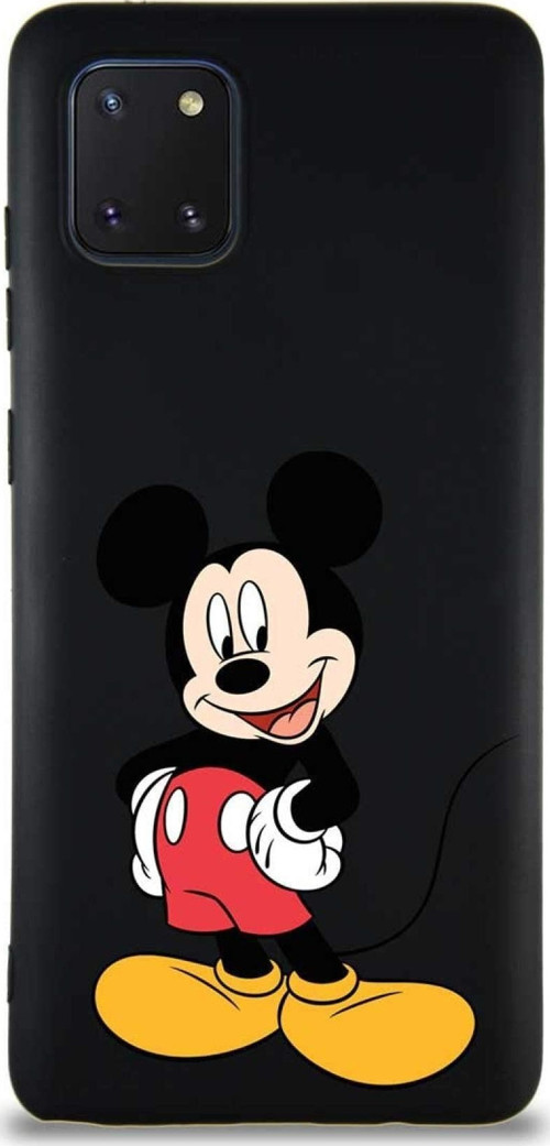 Samsung Galaxy A81 Soft Premier Kapak Mickey Mouse-E Tasarımlı Silikon Kılıf - Siyah