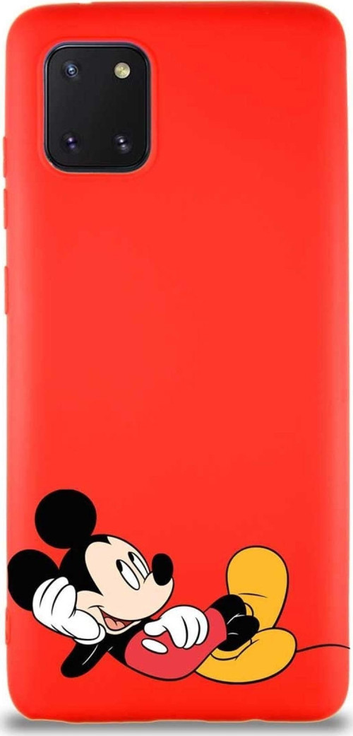 Samsung Galaxy A81 Soft Premier Kapak Mickey Mouse-F Tasarımlı Silikon Kılıf - Kırmızı