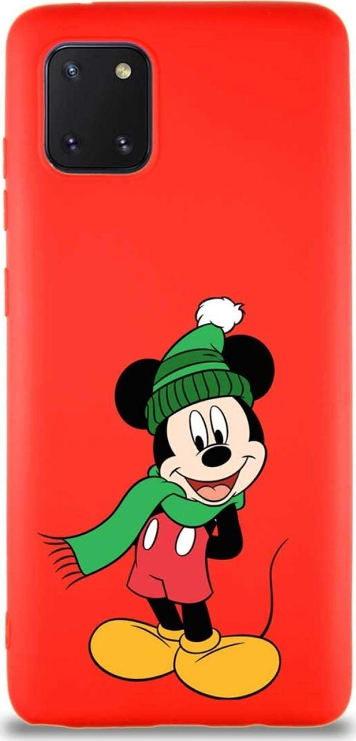 Samsung Galaxy A81 Soft Premier Kapak Mickey Mouse-G Tasarımlı Silikon Kılıf - Kırmızı