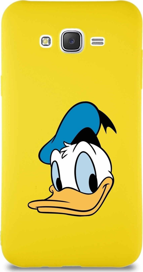 Samsung Galaxy J7 Core Soft Premier Kapak Donald Duck-B Tasarımlı Silikon Kılıf - Sarı