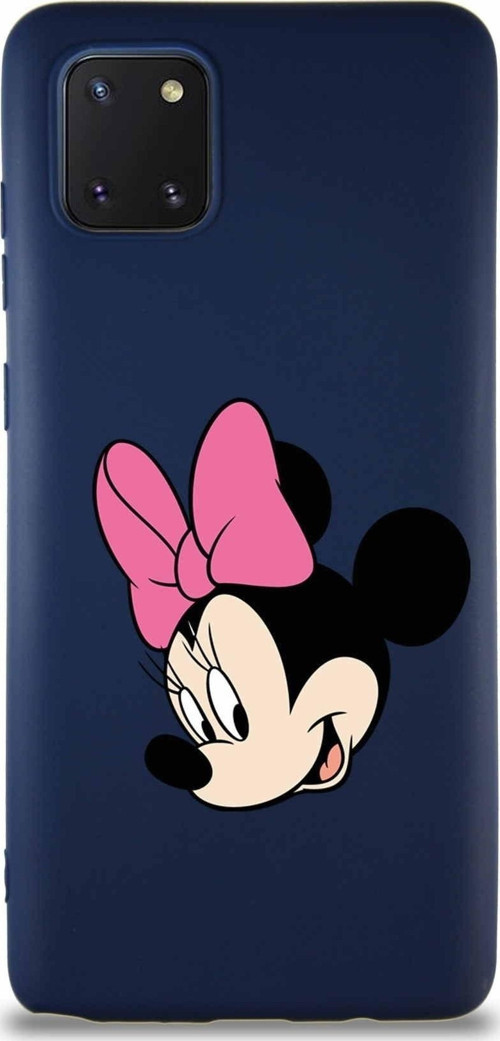 Samsung Galaxy A81 Soft Premier Kapak Minnie Mouse-B Tasarımlı Silikon Kılıf - Lacivert