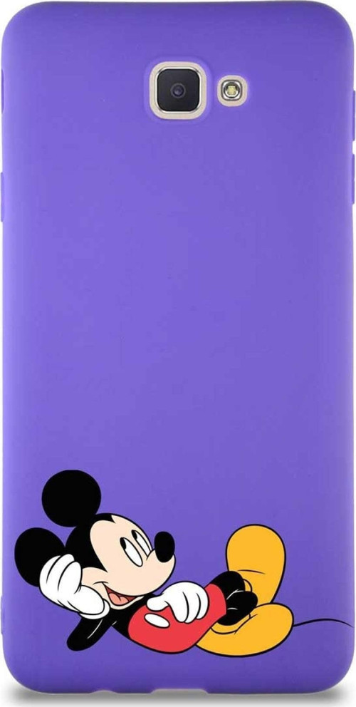 Samsung Galaxy J7 Prime Soft Premier Kapak Mickey Mouse-F Tasarımlı Silikon Kılıf - Mor