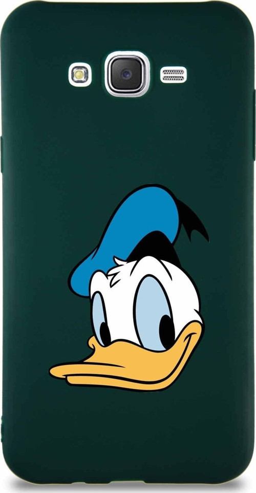 Samsung Galaxy J7 Core Soft Premier Kapak Donald Duck-B Tasarımlı Silikon Kılıf - Yeşil