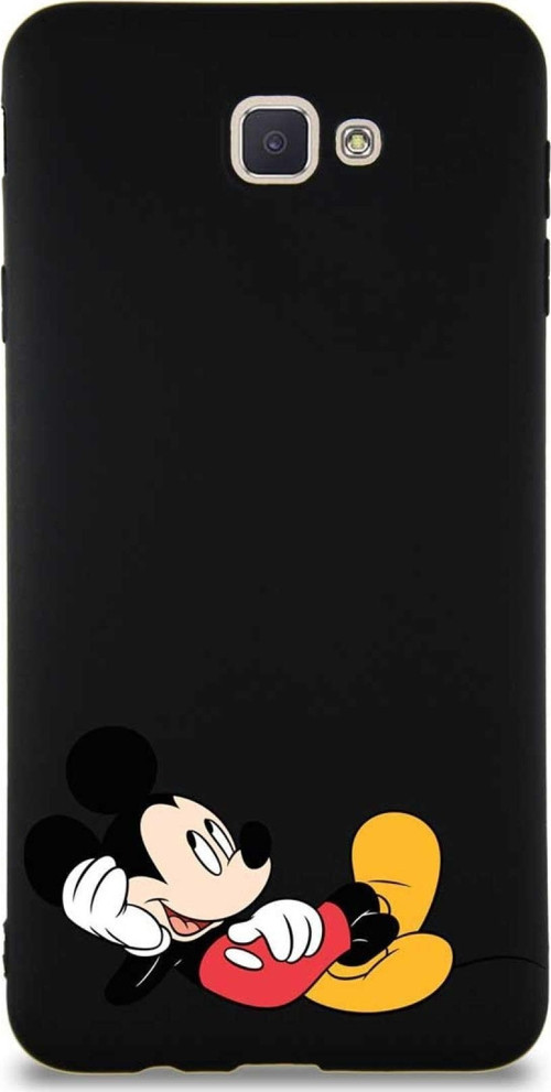 Samsung Galaxy J7 Prime Soft Premier Kapak Mickey Mouse-F Tasarımlı Silikon Kılıf - Siyah