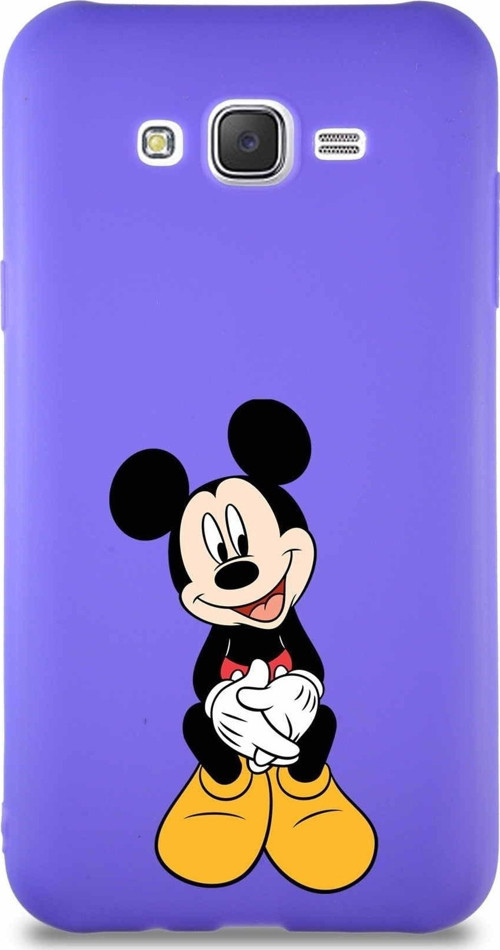 Samsung Galaxy J7 Core Soft Premier Kapak Mickey Mouse-A Tasarımlı Silikon Kılıf - Mor