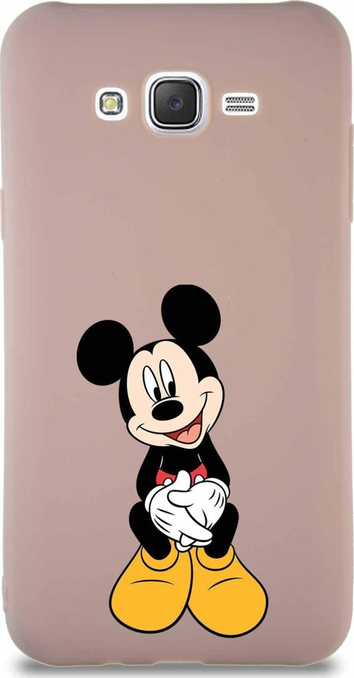 Samsung Galaxy J7 Core Soft Premier Kapak Mickey Mouse-A Tasarımlı Silikon Kılıf - Pudra
