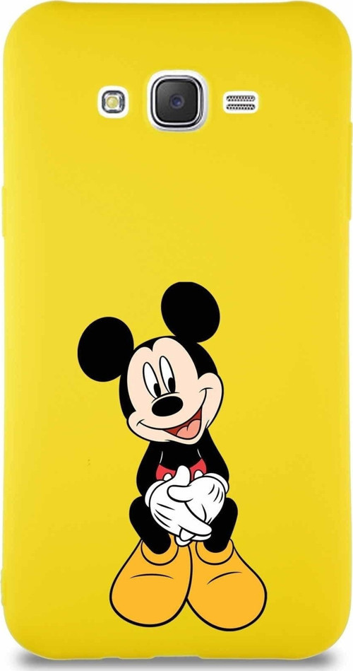 Samsung Galaxy J7 Core Soft Premier Kapak Mickey Mouse-A Tasarımlı Silikon Kılıf - Sarı