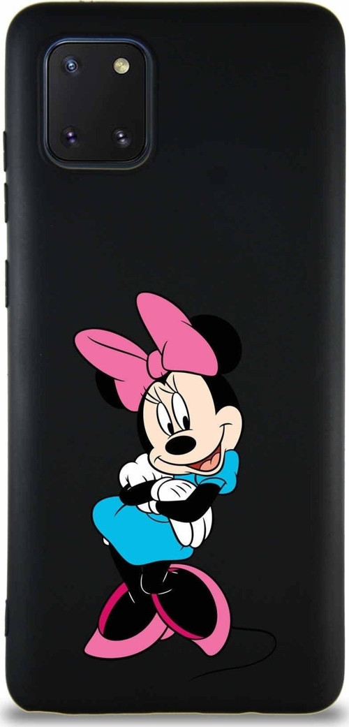 Samsung Galaxy A81 Soft Premier Kapak Minnie Mouse-D Tasarımlı Silikon Kılıf - Siyah