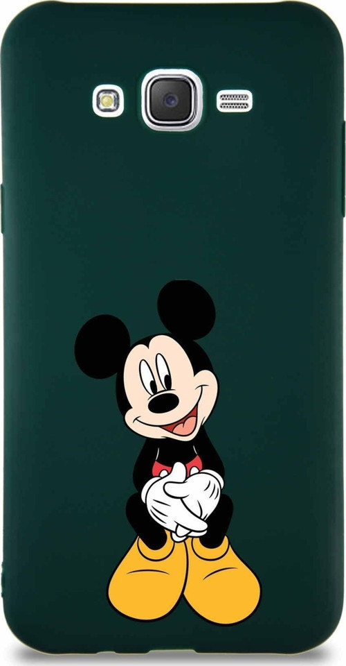 Samsung Galaxy J7 Core Soft Premier Kapak Mickey Mouse-A Tasarımlı Silikon Kılıf - Yeşil