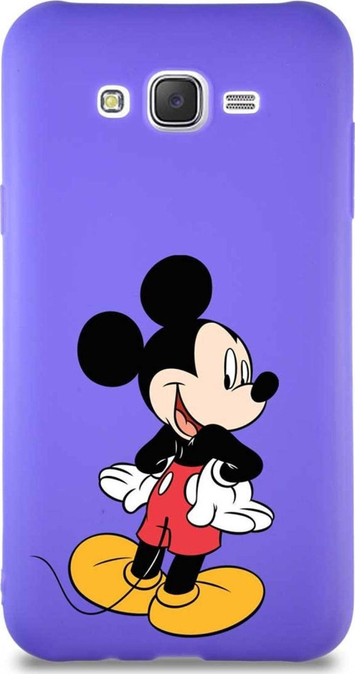 Samsung Galaxy J7 Core Soft Premier Kapak Mickey Mouse-D Tasarımlı Silikon Kılıf - Mor