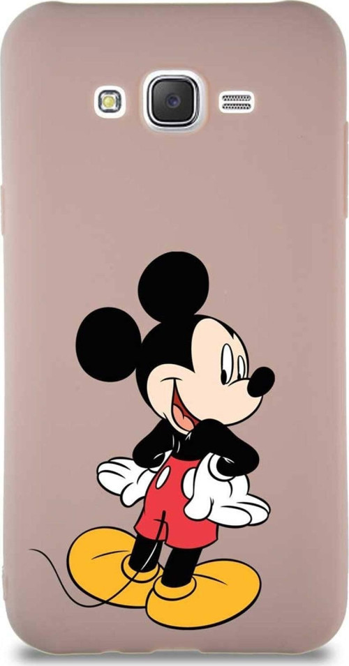 Samsung Galaxy J7 Core Soft Premier Kapak Mickey Mouse-D Tasarımlı Silikon Kılıf - Pudra