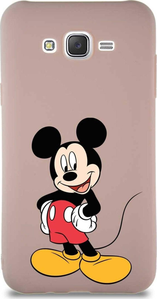 Samsung Galaxy J7 Core Soft Premier Kapak Mickey Mouse-E Tasarımlı Silikon Kılıf - Pudra