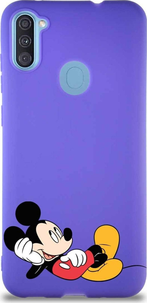 Samsung Galaxy M11 Soft Premier Kapak Mickey Mouse-F Tasarımlı Silikon Kılıf - Mor