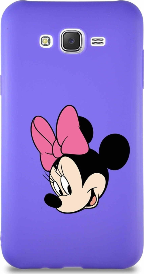 Samsung Galaxy J7 Core Soft Premier Kapak Minnie Mouse-B Tasarımlı Silikon Kılıf - Mor