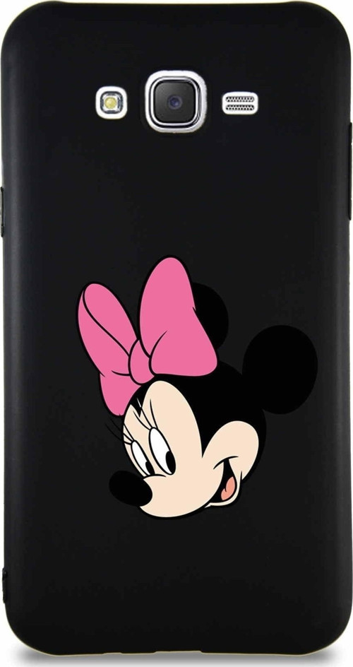 Samsung Galaxy J7 Core Soft Premier Kapak Minnie Mouse-B Tasarımlı Silikon Kılıf - Siyah