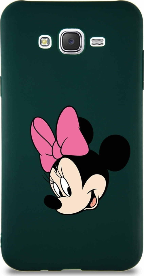 Samsung Galaxy J7 Core Soft Premier Kapak Minnie Mouse-B Tasarımlı Silikon Kılıf - Yeşil