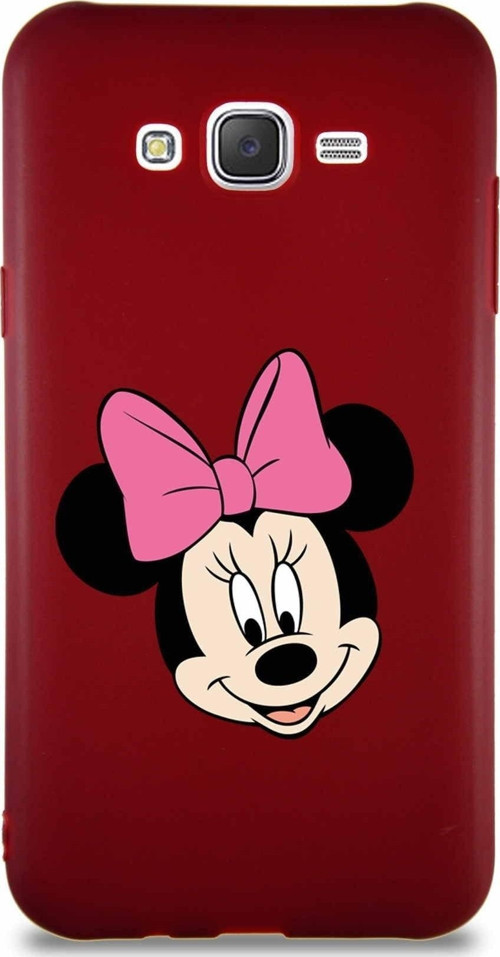 Samsung Galaxy J7 Core Soft Premier Kapak Minnie Mouse-C Tasarımlı Silikon Kılıf - Mürdüm