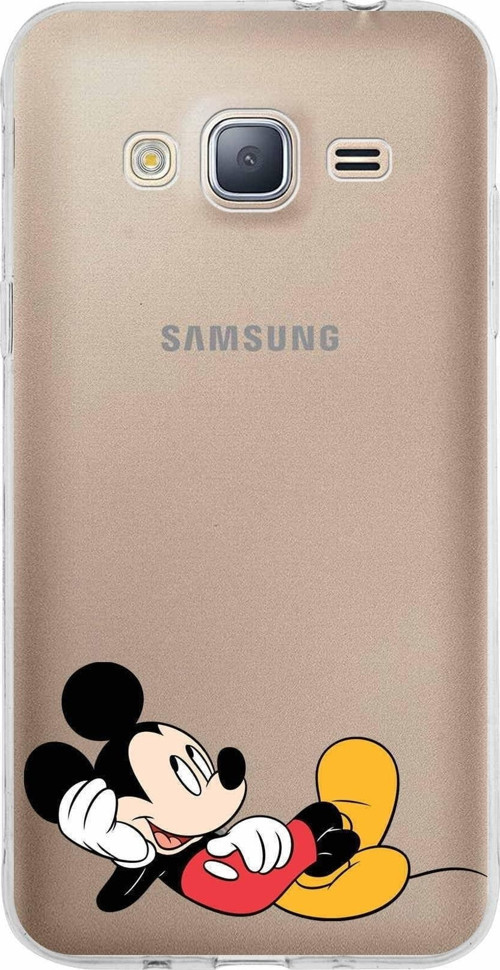 Samsung Galaxy J310 Kapak Mickey Mouse Tasarımlı Şeffaf Silikon Kılıf