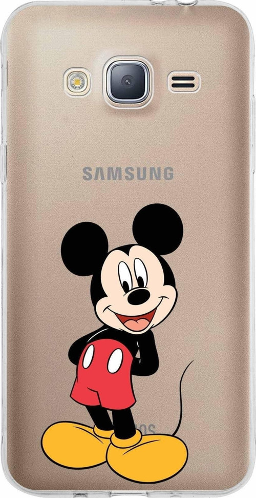 Samsung Galaxy J310 Kapak Mickey Mouse Tasarımlı Şeffaf Silikon Kılıf